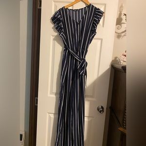 Size X-Large navy & white stripe jumpsuit
